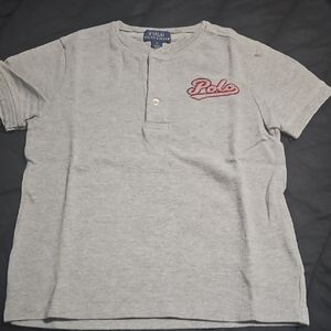 Gray Polo T-Shirt with Pink Logo